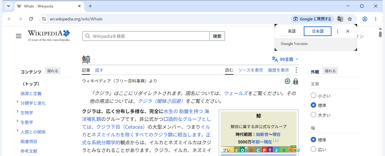 英語のページが日本語になった